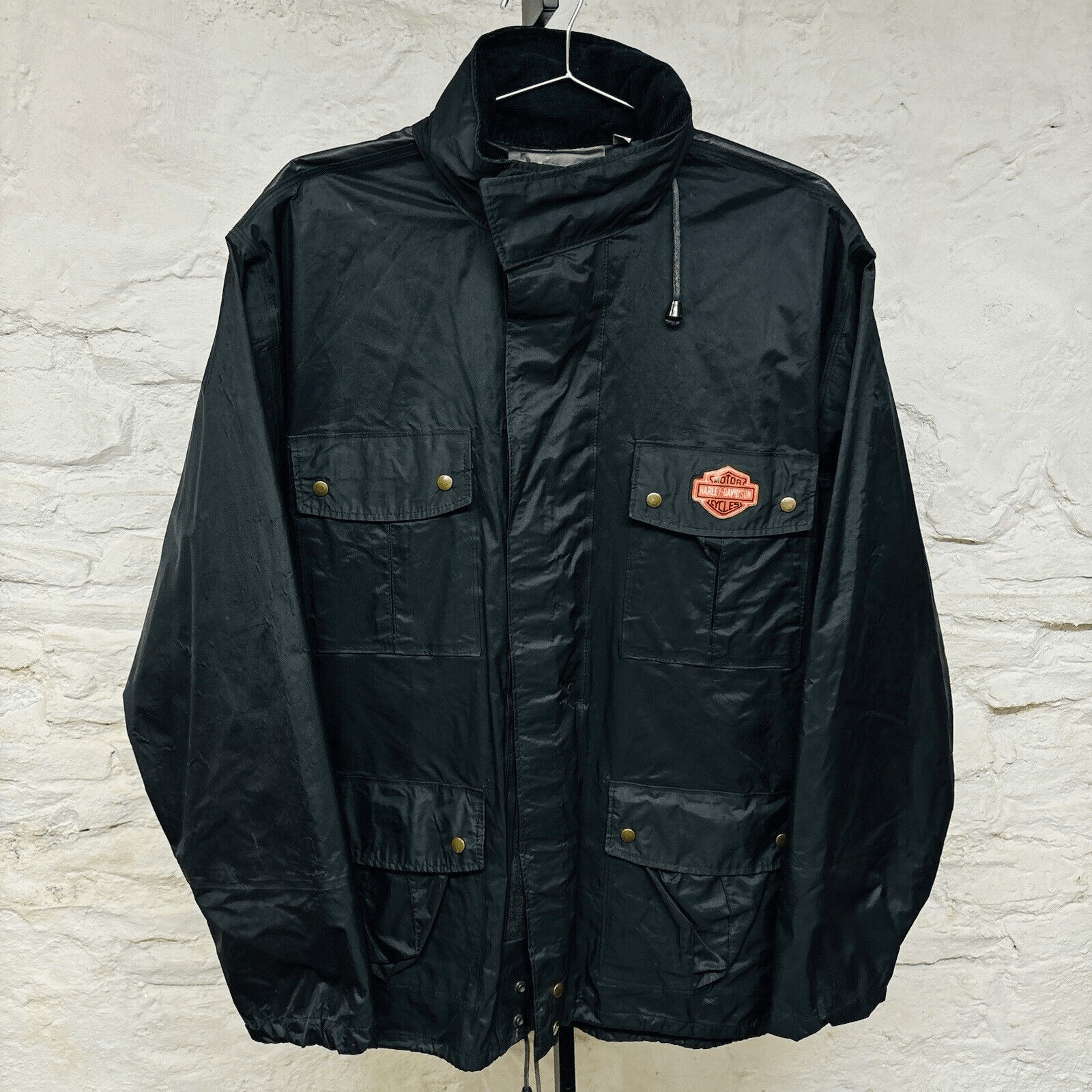 Harley Davidson Solid Black Rain Jacket Adult Siz… - image 1