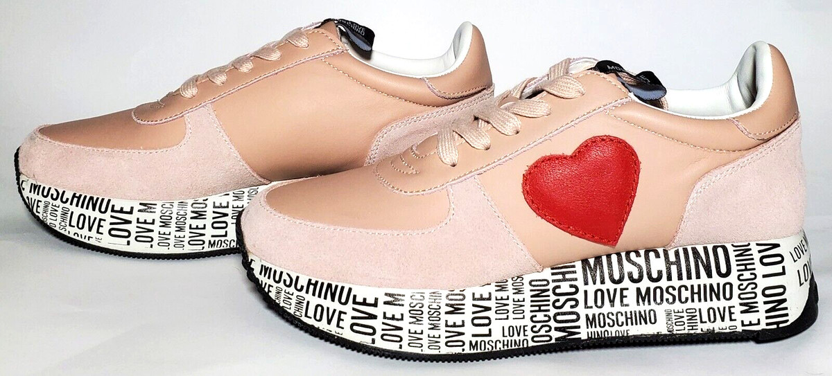 Love Moschino Platform Sneakers with Heart Motif in Black