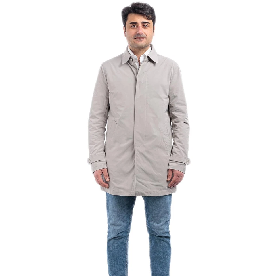 Trench Sartoriale Uomo Cappotto Impermeabile Soprabito Leggero Elegante VEQUE - Immagine 3 di 4
