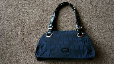 AUTH MOSCHINO CHEAP AND CHIC MONOGRAM LOGO CANVAS/LEATHER SHOULDER BAG PURSE
