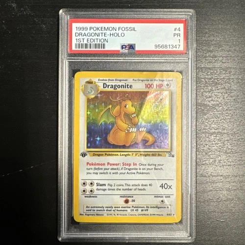 Dragonite 4/62 Fossil Holo PSA 1 🔥