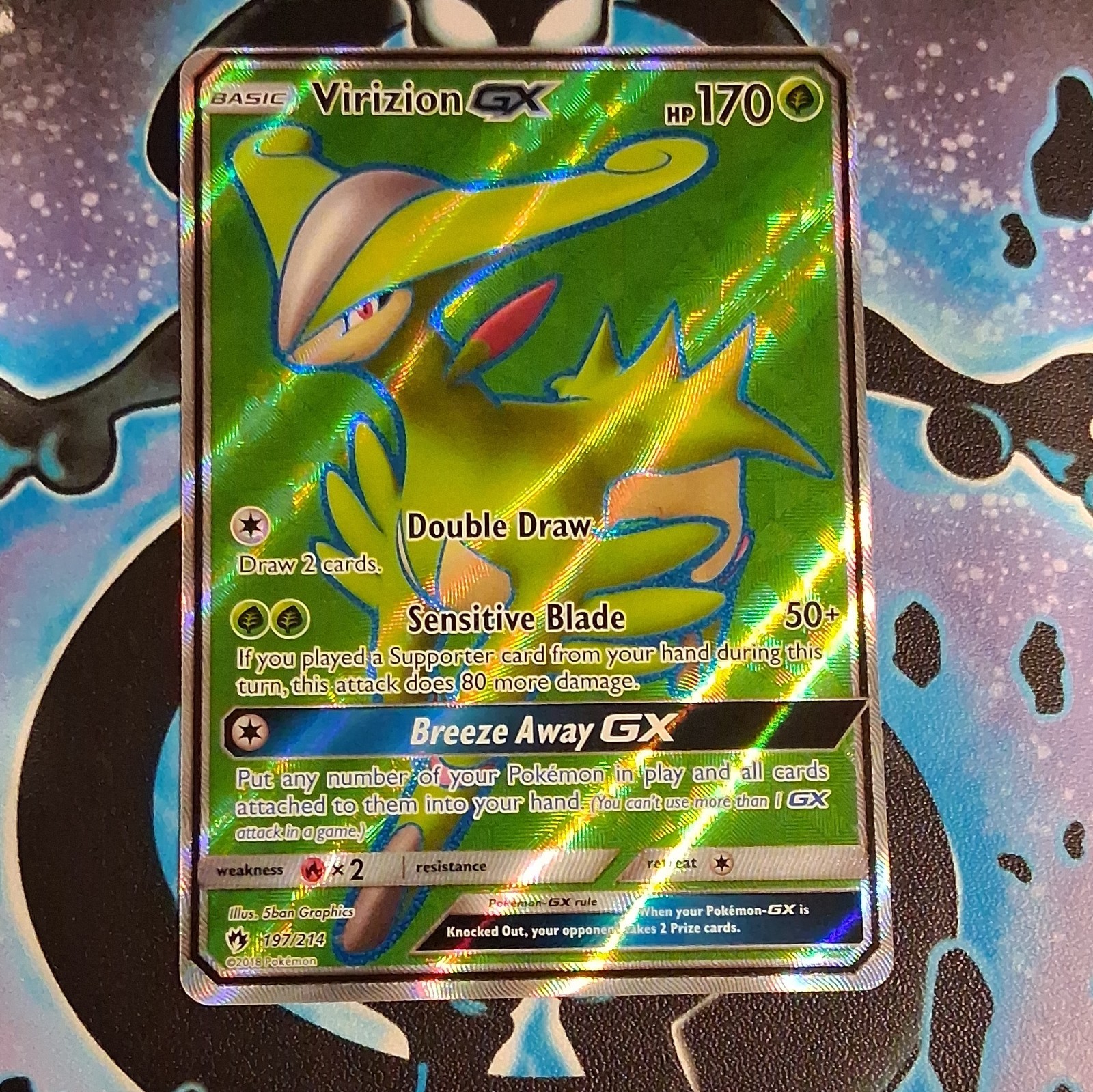 The Pokémon Company Virizion GX Full Art Ultra Rare Holo SM Lost Thunder 197/214