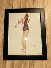 ORIGINAL 1947 PETTY PINUP SEPTEMBER Risque Art Sketch Photo Framed