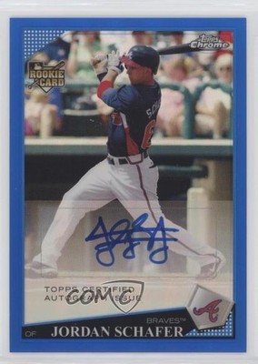 2009 Topps Chrome Rookie Blue Refractor 68/199 Jordan Schafer #221 Auto 1u6