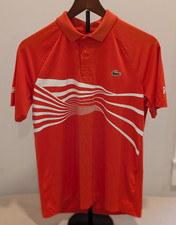 Lacoste Sport Novak Djokovic Short Sleeve Polo Men's Size Small Orange Ultra Dry