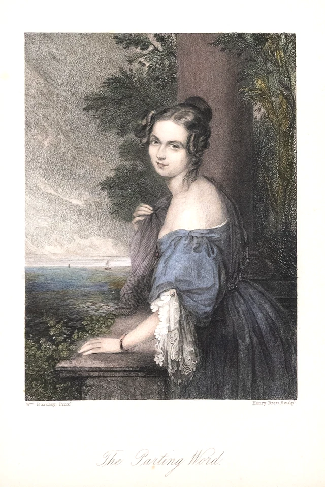 Portrait Viktorianisch Abschied Stahlstich Henry Brett um 1850 mit Rahmen - Bild 2 von 2