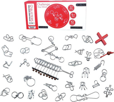 Mini Denkspiel Knobelspiel Set Aus Metall, 32St. Metall-Knobelei IQ Spiele 3D Pu