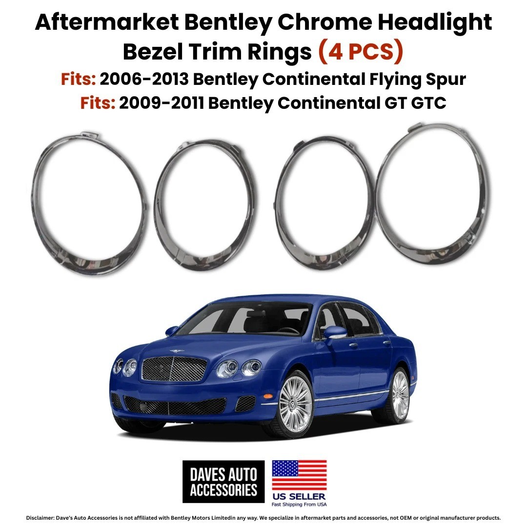 Bentley Flying Spur 2006-2013 Chrome Headlight Ring Bezel Trim Set