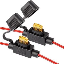 Mini Blade Fuse Holder 18 AWG w/ 5A ATM Fuses, 2-Pack