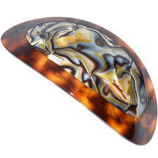 Paris CP3644 French Hair Barrette Clip Oval Brown and Onyx, Strong Hold Grip Hai