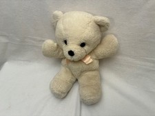 Vintage 1979 Dakin Cuddles 14 White Teddy Bear Plush Stuffed Animal Pink Ribbon