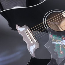 Acoustic Electric Guitar Solid Spruce Top Bone Nut 301 EQ Black Finish