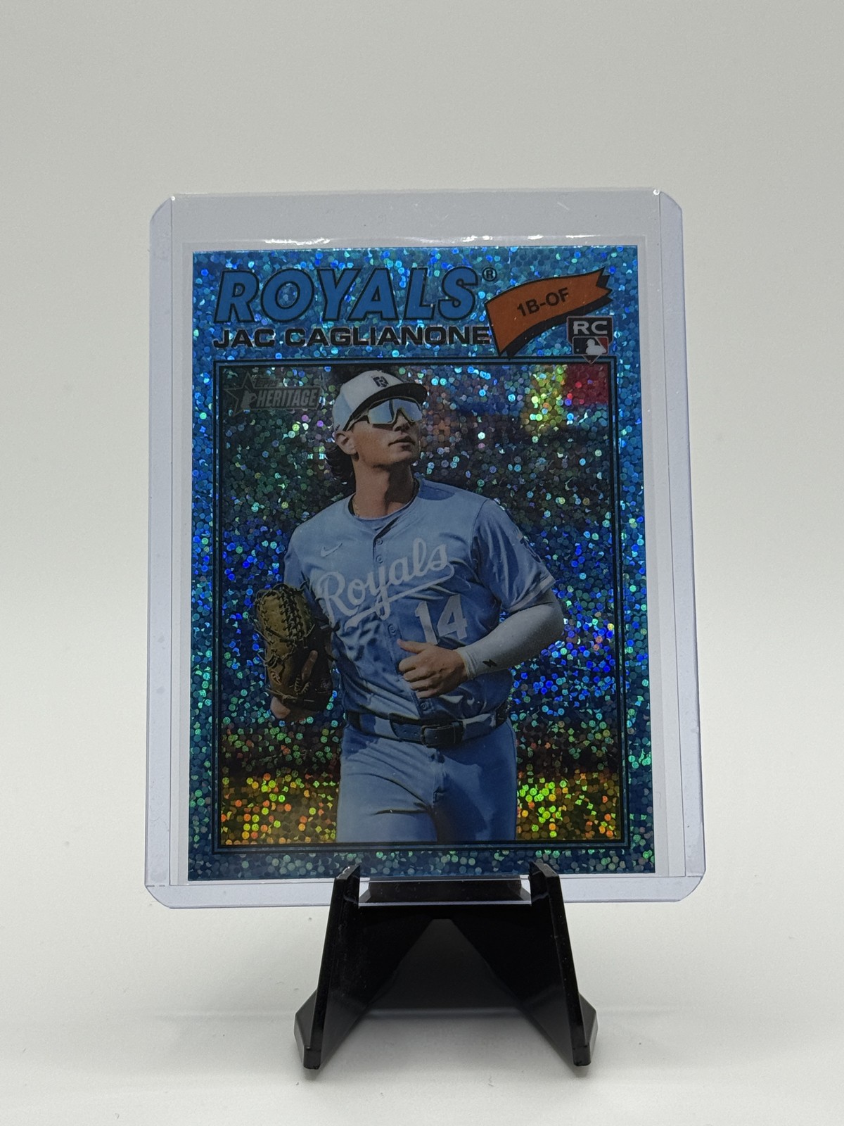2026 Topps Heritage-Jac Caglianone #136 Chrome Light Blue Sparkle Refractor (RC)