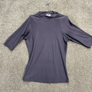 Lululemon Rash Guard Women Large Purple Mock Neck Half Sleeve Swim Top