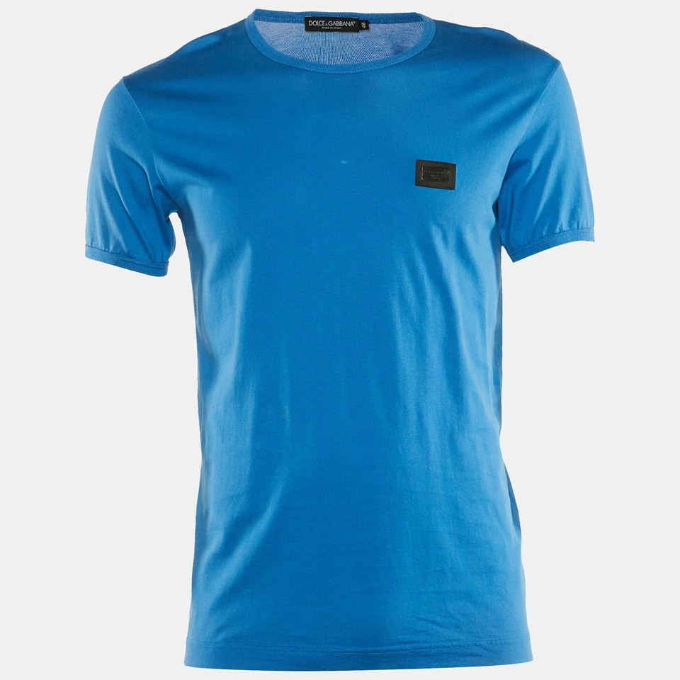 Dolce & Gabbana Blue Cotton Knit Round Neck T-Shirt M