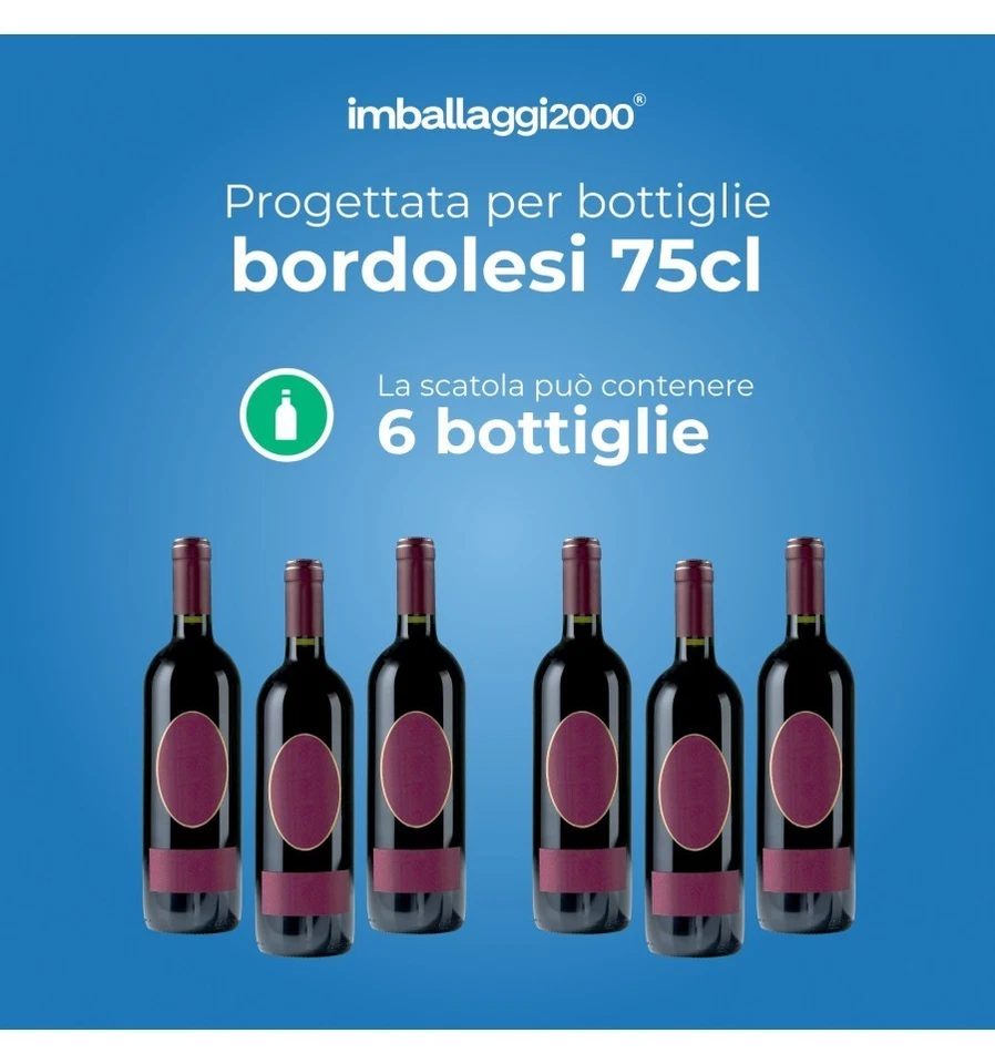 IMBALLAGGI 2000- 10 Scatole automontanti 23x15x30 per 6 bottiglie bordolesi - Immagine 3 di 4