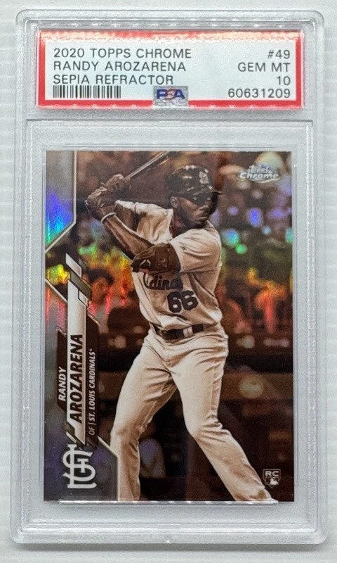 2020 Topps Chrome Randy Arozarena Sepia Refractor Rookie RC #49 PSA 10