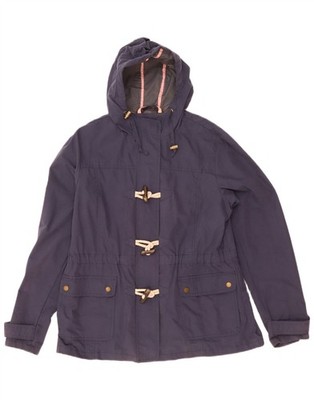 Fat Face Womens Hooded Duffle Jacket UK 16 Large  Navy Blue Cotton AG12
