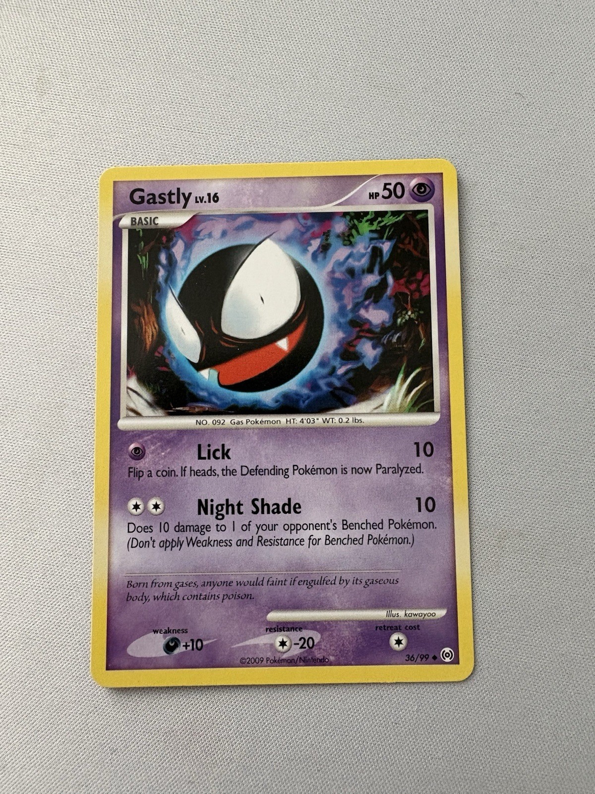 Gastly 36/99 Arceus Pokemon TCG Regular Uncommon 2009 NM