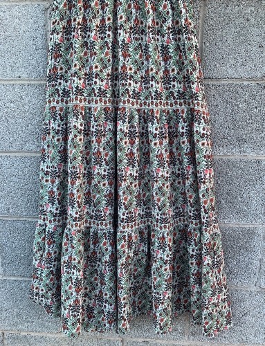 Max Studio Boho Tiered Maxi Dress Floral Smocked Ruffle Puff Sleeves Size Medium - Picture 2 of 12