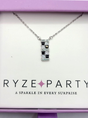 Ryze Party Core Line  Necklace   Black Onyx & White Frost Fashion Forward NZ1439