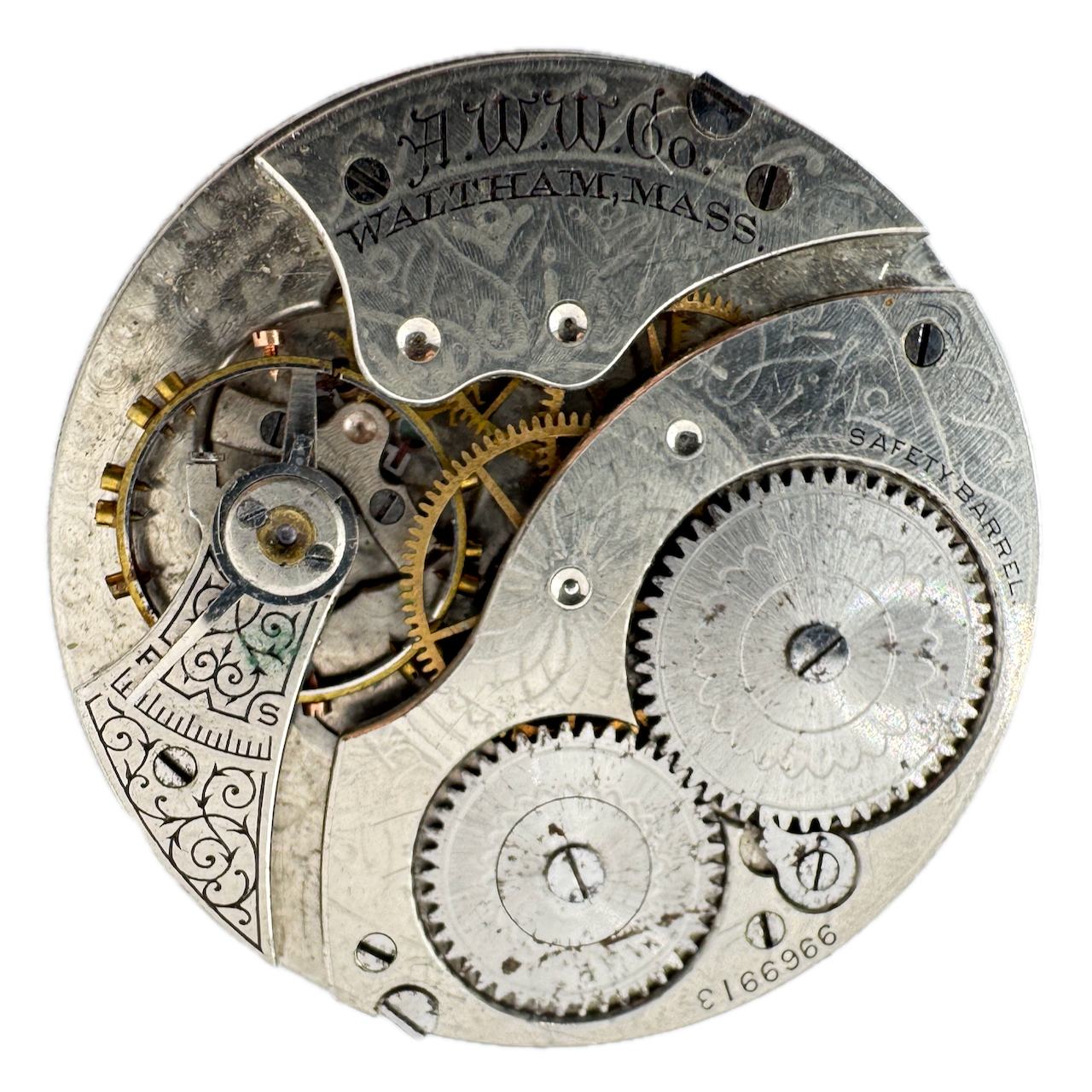 Antique 12s 1900 Waltham 7 Jewel Mechanical Pocket Watch Movement 210 USA