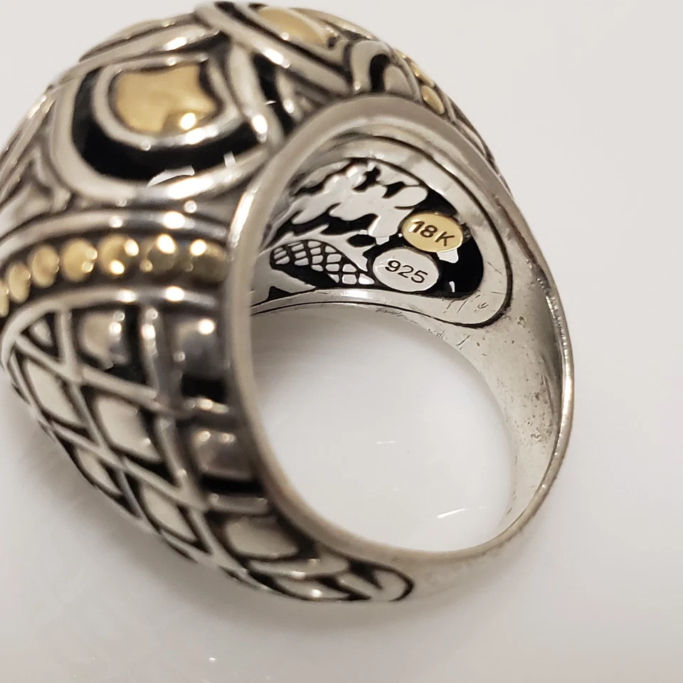 Anillo John Hardy Plata Esterlina Oro Amarillo 18k Escala Naga Cúpula Talla 6 Foto 3 de 4