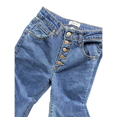 C' EST  TOI Black Label High Rise Button Fly Wide Flare Jeans Size 5/24 X 32