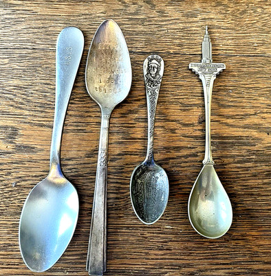 Lot of 4 vintage spoons - USIS Empire State 1893 Worlds Fair  First I Drink