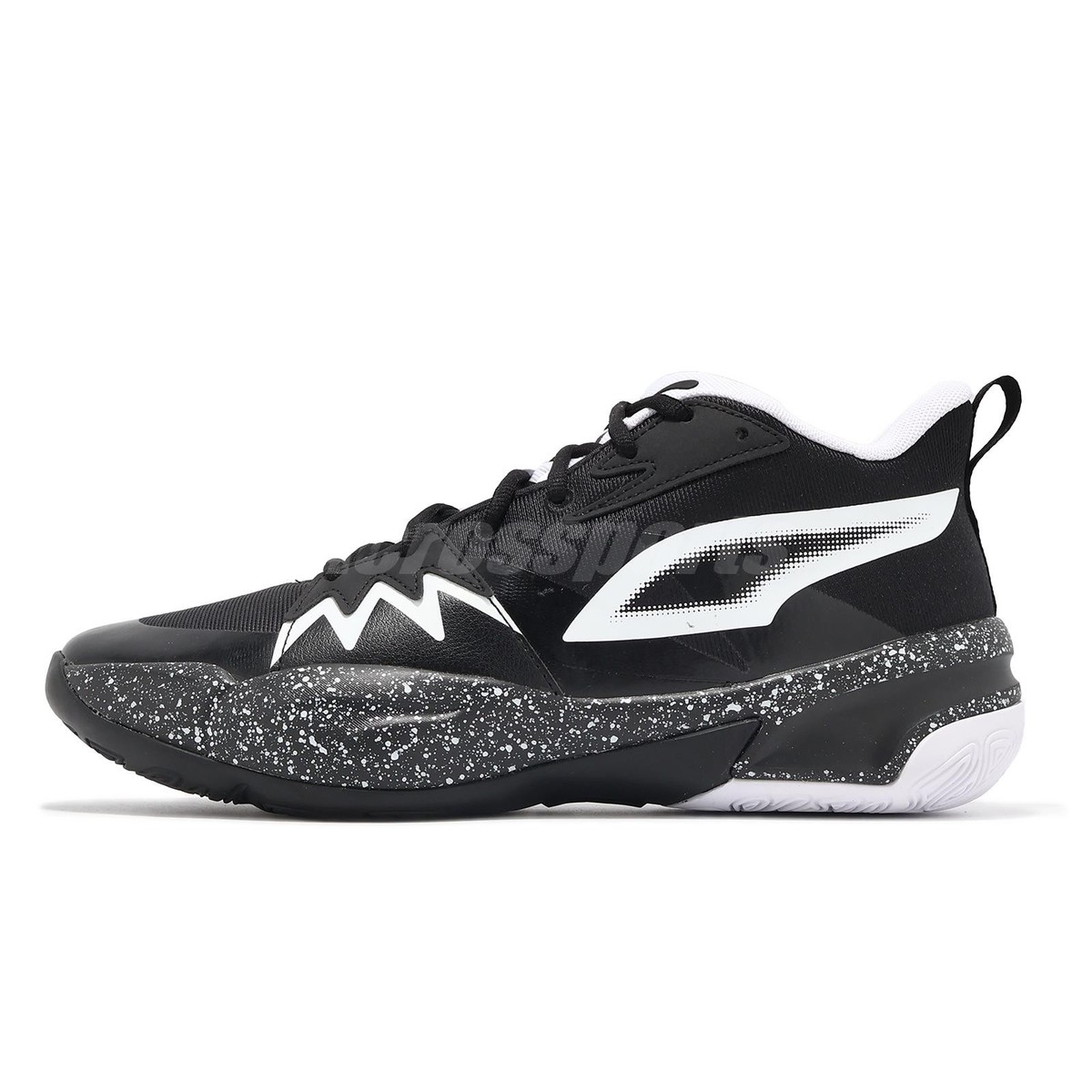 Puma 0255 ブラック×ホワイト Puma Genetics Speckle Black White Men Basketball Hoopers Shoes