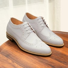 White Leather Shoes Hight Casual British Brogues Groom Formal Shoes
