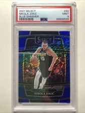 2021-22 Panini Select Blue Shimmer Prizms #82 Nikola Jokic Denver Nuggets PSA 9