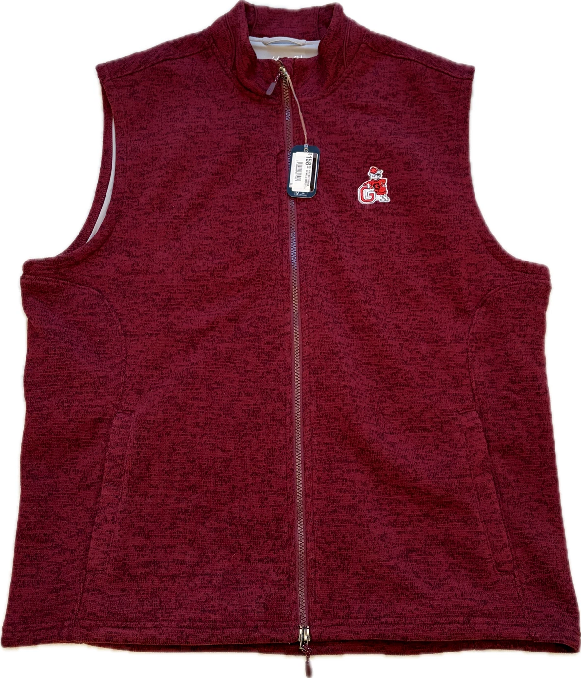 Georgia Bulldogs Vintage Logo Johnnie-O Denalis Double-Zip Vest Merlot $158 XL - product detail image 1