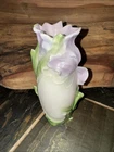 Vintage Hull Pottery Iris Vase lavender,Ivory MCM scalloped Edge Art Deco 1940s