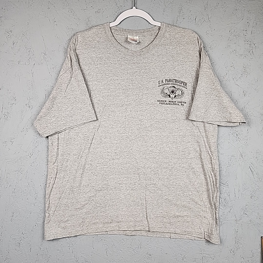Vintage US Paratrooper Shirt Mens Large Gray 82nd Airborne B