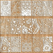 12 Pcs Abstract Geometric Texture Stencils for Painting, Mixed Stencils for Craf