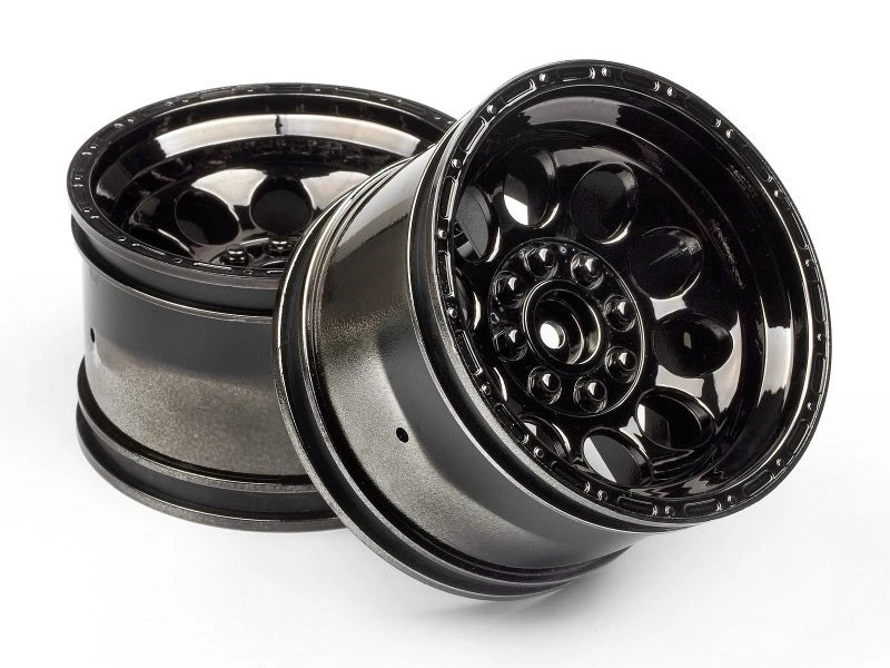 HPI BULLET ST WHEELS 101252 3.2” Diameter 1/10 Scale Truck Black Chrome 14mm Hex - Image 4 of 4