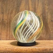 Antique German Handmade Latticinio Swirl Marble 13/16 Near Mint 321