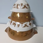 Vtg Pyrex Early American Cinderella Set of 4 Nested Mixing Bowls 441 442 443 444