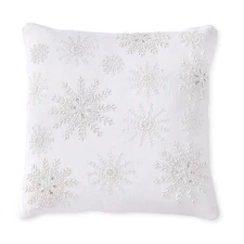 K & K Interiors - Beaded Snowflake Pillow - 55794A