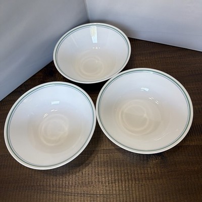 SET OF 3 Corelle by Corning White Blue Green 8.5  x 2.5'' Vegetable Serving Bowls