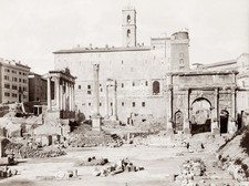 Roman Forum Archeological Ruins Arch Severus Temple Rome Vtg. Photo 19thC.