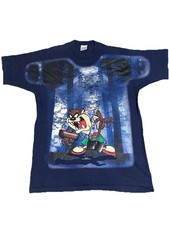 Vintage 1997 Freeze Taz Lumberjack T shirt Looney Tunes Size XL Blue