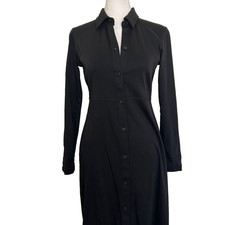 Everlane Shirt Dress SZXXS The Luxe Cotton Long Sleeve Button Down Black Classic