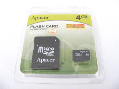 4GB Micro SDHC Card Class 4 ( 4 GB MicroSDHC Karte ) + Adapter APACER Neu