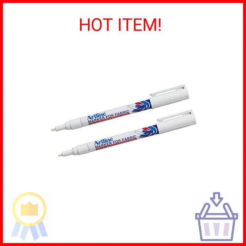 Artline White Permanent Fabric Markers pen for clothing (2 Markers)