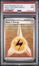 2025 Pokemon SVE EN Basic Lightning Energy TINSEL HOLO #020 PSA 9 MINT