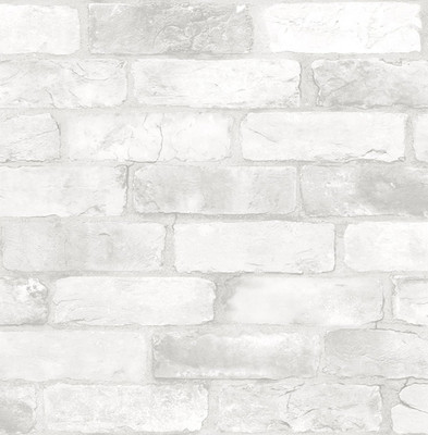 Loft Brick Peel and Stick Wallpaper, White and Off-White, Textured Removable Wal