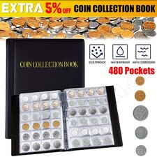 480 Coin Collection Album Storage Book Case Folder Holder Penny Money Collecting