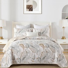 WONGS BEDDING Paisley Quilt Set King Size,3 Pieces Boho Quilt Bedspread, Soft...